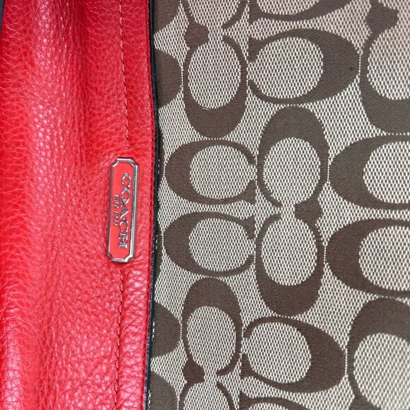 Coach 23297 Park Signature C Print Carrie Tote Shoulder Bag Purse Vermilion - Picture 10 of 16